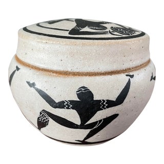 Vintage Pam Taala Kauai Museum Hawaii Tribal Tiki Studio Pottery Jar For Sale