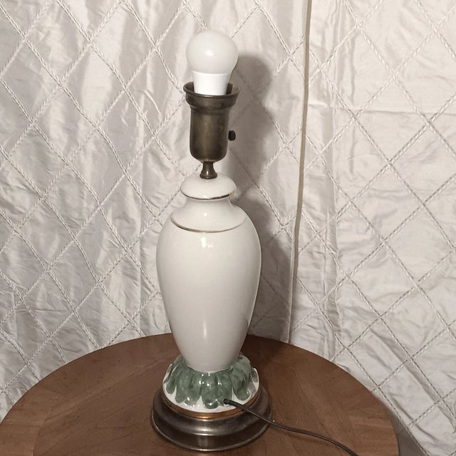 Vintage Ceramic Lamp With Raised Morning Glory Floral and Gilt For Sale - Image 17 of 18