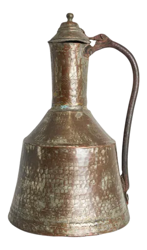 Antique 19th Century Middle Eastern Persian Tinned Copper Ewer