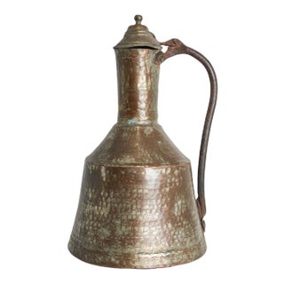 Antique Middle Eastern Persian Tinned Copper Ewer 19th Century For Sale