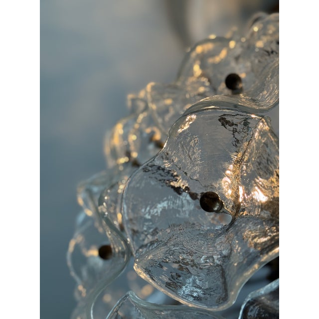 Italian Murano Glass Ball Chandelier with Floral Formed Prisms For Sale - Image 8 of 12