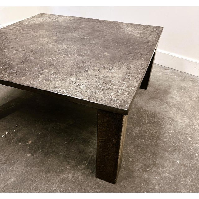 French Slate & Oak Coffee Table, 1970s For Sale - Image 11 of 12