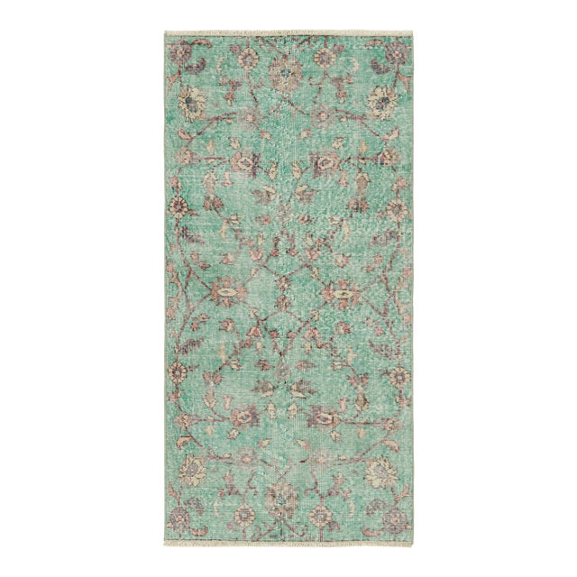 Vintage Zeki Müren Rug in Blue, With Colorful Floral Patterns From Rug & Kilim For Sale