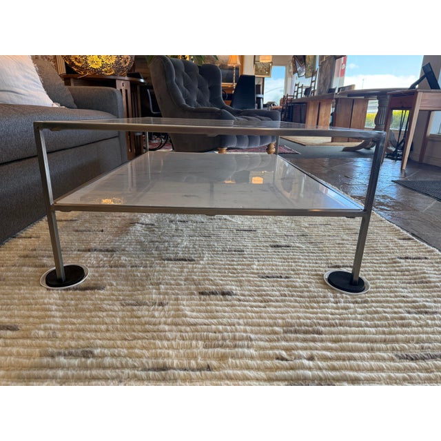 Mid 20th Century Style Marble + Steel Coffee Table For Sale - Image 4 of 12