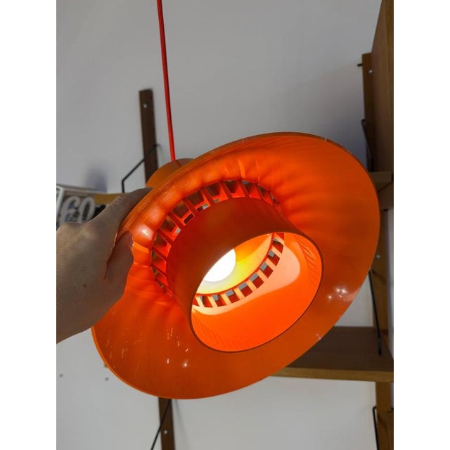 Orange Plastic Solar Pendant Lamp by Svend Middelboe for Nordisk Solar For Sale - Image 3 of 11