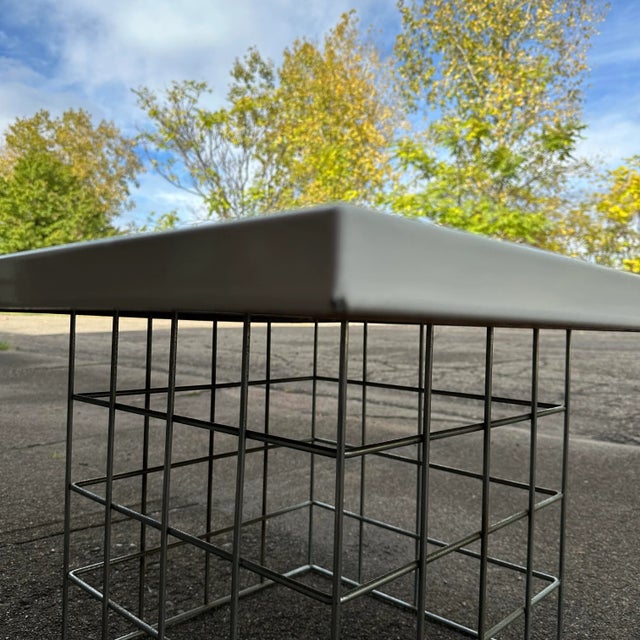 Amazing Geometric Enamel Top With Chrome Wire Bottom Side Table Alexander Girard For Sale - Image 10 of 12