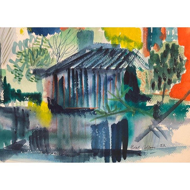 MCM painting on paper by artist Robert Colborne (1931-2002) Signed and dated lower right, estate stamp on the back....