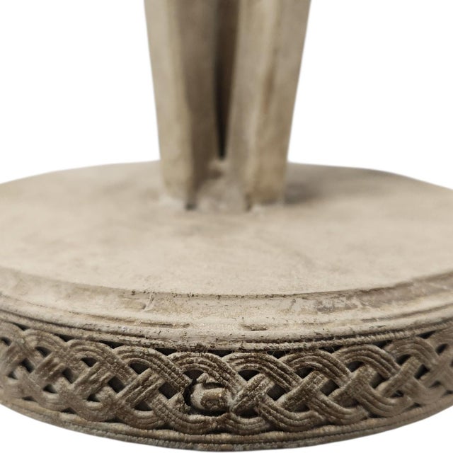 Late 20th Century Neoclassical Faux Stone Metal Table Lamps With Acanthus Leaf & Orb Accents - Pair For Sale - Image 10 of 11