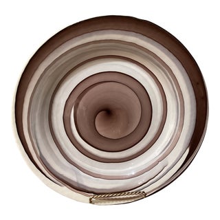 Mid 20th Century Murano Art Swirl Glass Centerpiece Bowl by Yalos Casa Italy For Sale