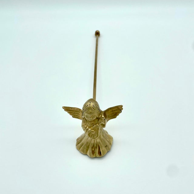 Metal Vintage Victorian Gothic Brass Angel Candle Snuffer For Sale - Image 7 of 7