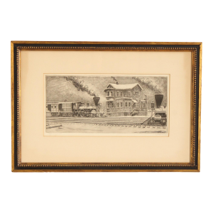 George A. Bradshaw Train Etching, 'Coalport, Trenton, 1885'