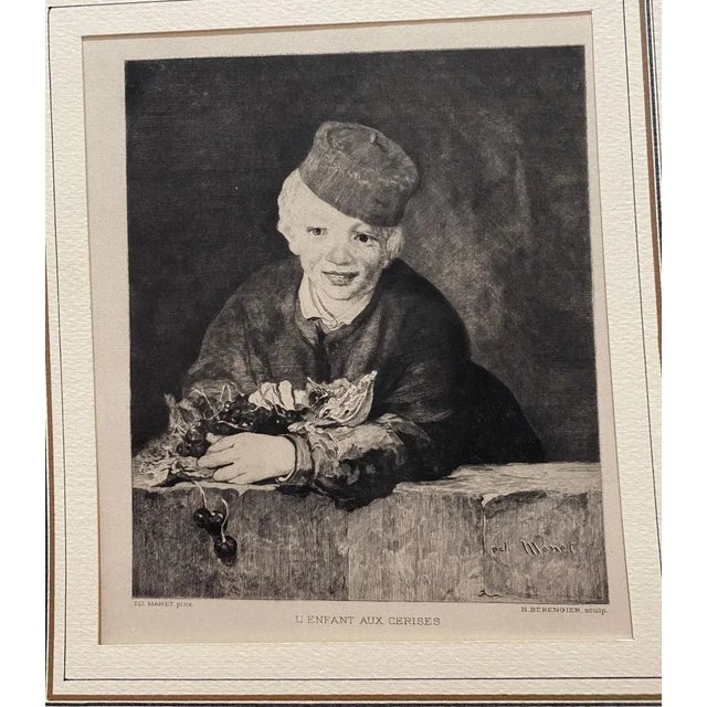 L'Enfant aux Cerises Etching by H. Beren Greed after E. Manet, 1900 For Sale - Image 3 of 3