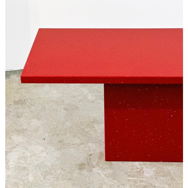 Vintage Italian Red Granite Coffee Table with Silver Flecks, 1980s For Sale - Image 12 of 12