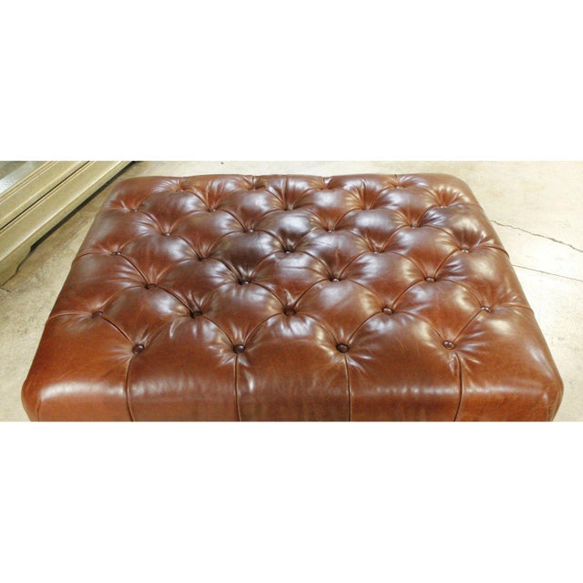 Traditional Late 20th Century Ralph Lauren Tufted Leather Ottoman - Brown For Sale - Image 3 of 4