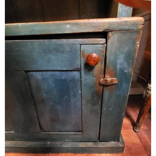 North Carolina Quaker Farmhouse Stepback Blue Painted Cupboard Chairish