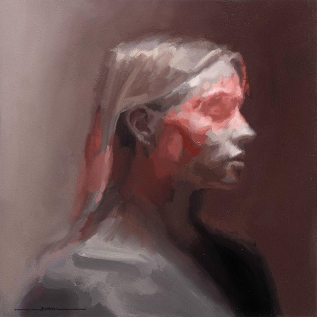 Lucid by Josh Sorrell | Oil on Panel Portrait of a Woman's Profile For Sale