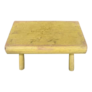 Vintage Yellow Wood Stool