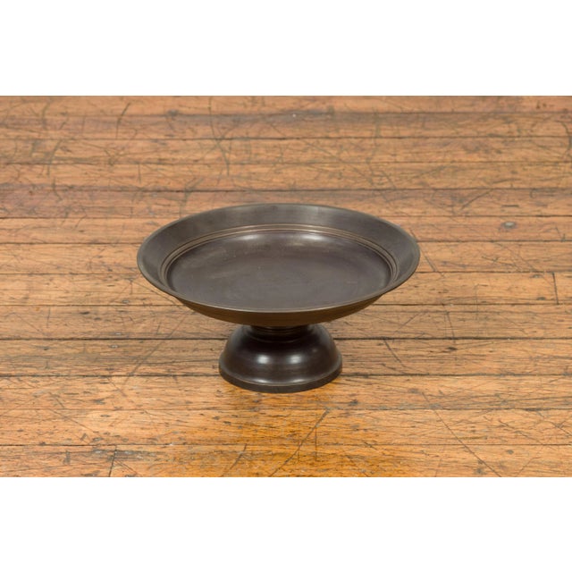 Vintage Cast Bronze Circular Cake Stand with Dark Patina For Sale - Image 10 of 12