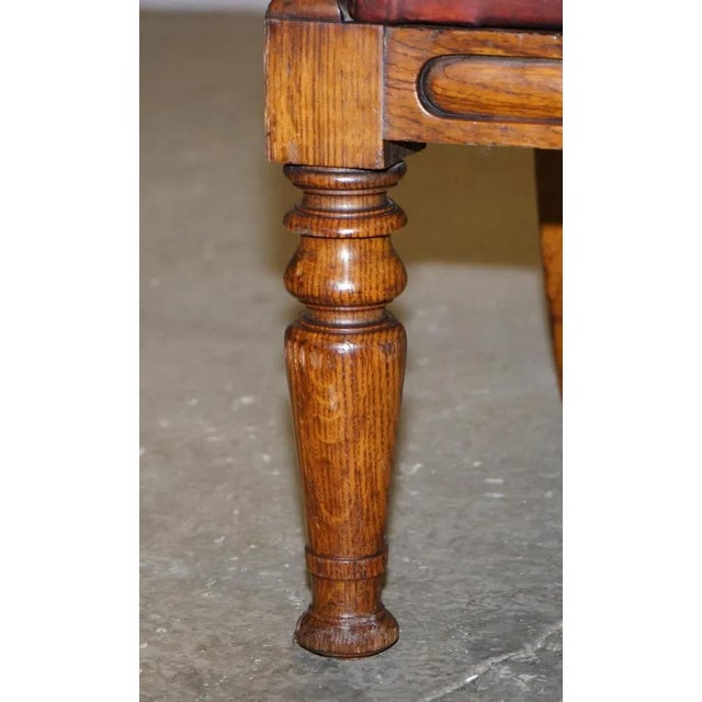 English Estate Oxblood Leather Throne Armchair, 1840s For Sale - Image 11 of 18