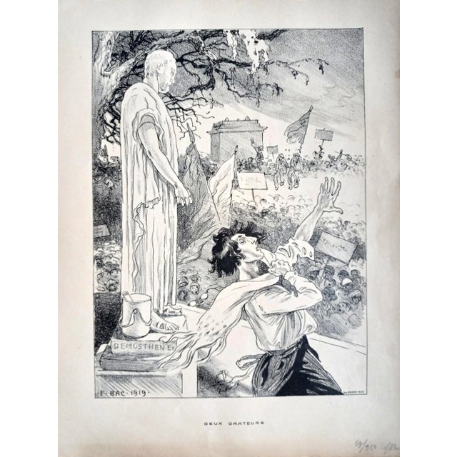 Ferdinand Bac, Deux Orateurs/Praise of Foly, Lithograph, 1919 For Sale - Image 3 of 3