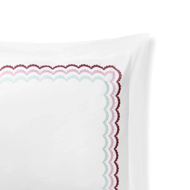 Contemporary Celerie Kemble + Hamburg House Whimsical Wine Scallop Euro Shams - Set of 2 For Sale - Image 3 of 6