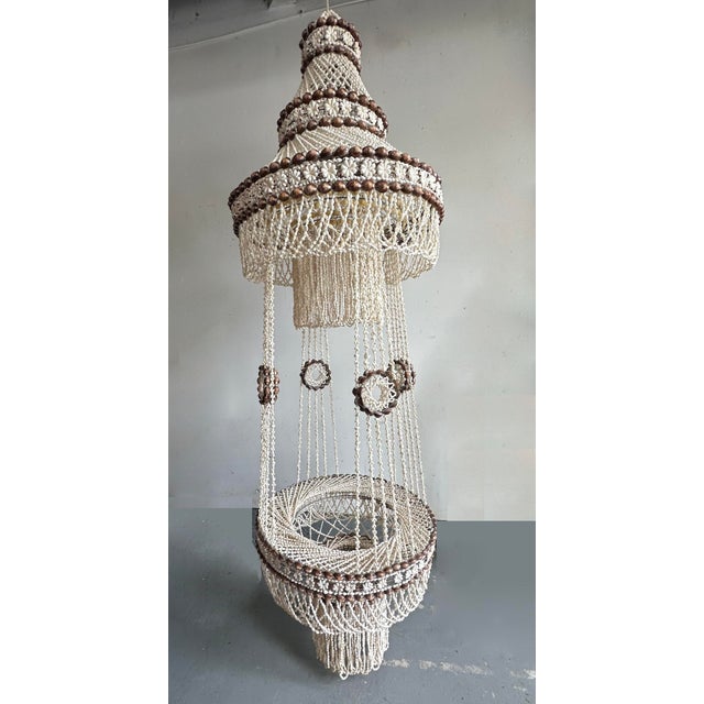 Palm Beach Boho Cowrie Shell 6 Foot Hanging Planter For Sale - Image 9 of 9