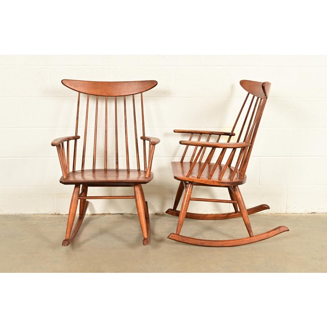 Russel Wright for Conant Ball Solid Birch Rocking Chairs | Pair For Sale - Image 11 of 14