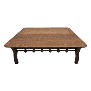 Antique Oak Stick and Ball Low Side Table or Stand For Sale