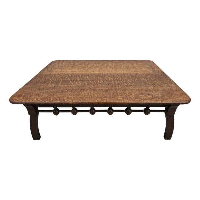 Antique Oak Stick and Ball Low Side Table or Stand For Sale