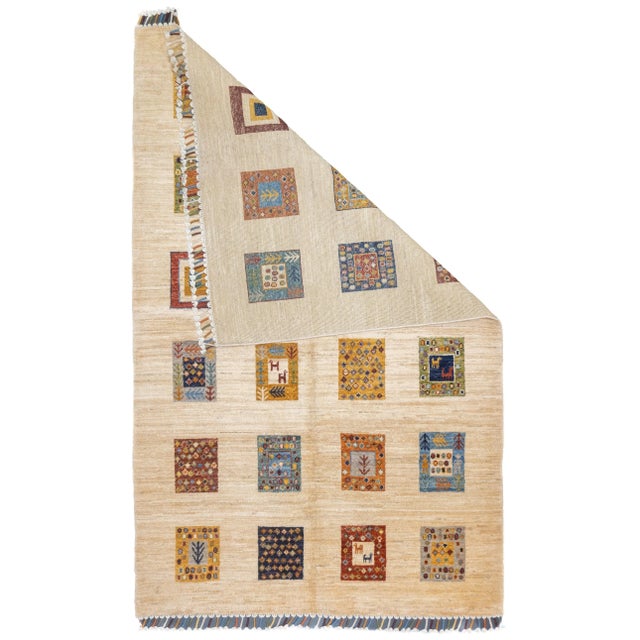 Contemporary Gabbeh Rug 3'11'' x 6'2''. Wool pile rugs, usually scatter formats, woven by the Qashghai tribes of SW Persia...