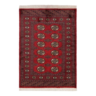 Shabby Chic Red Bokhara Rug 2'7'' X 3'8'' For Sale