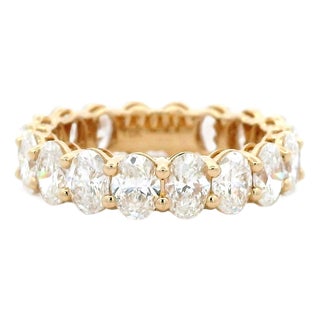 Alexander Beverly Hills All Gia 4.23ct Oval F-G Diamond Eternity Band 18k s.6 For Sale