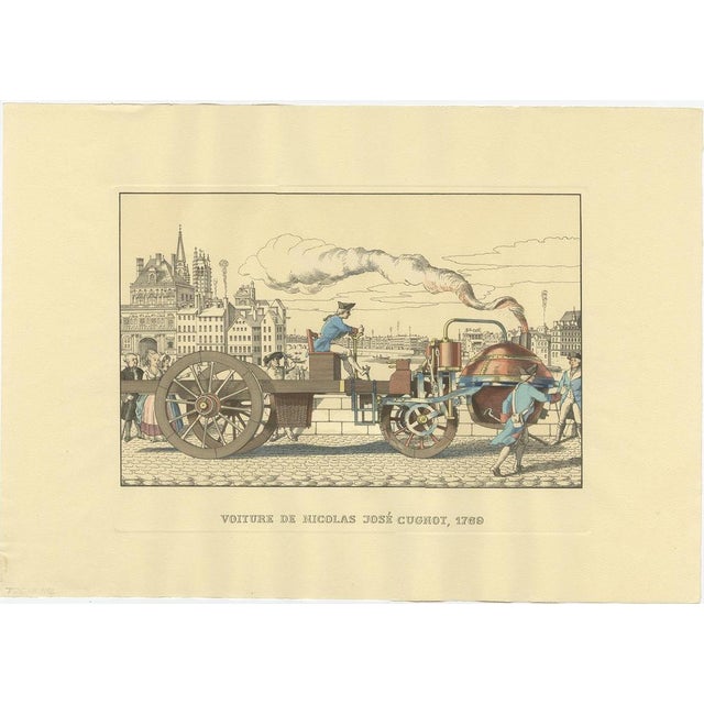 Set of six prints illustrating various inventions including: 1) Triumphal Carriage by Hans Hautsch 2) Car of G. Gurney 3)...