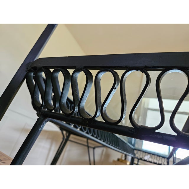 Ebony 1950s MCM Santorini Wrought Iron Ribbon Style Console Table For Sale - Image 8 of 8