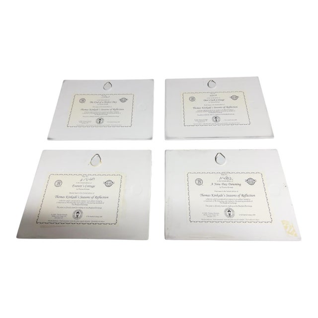 Description Beautiful set of four Thomas Kinkade “Seasons of Reflection” collector art plates, each professionally framed...