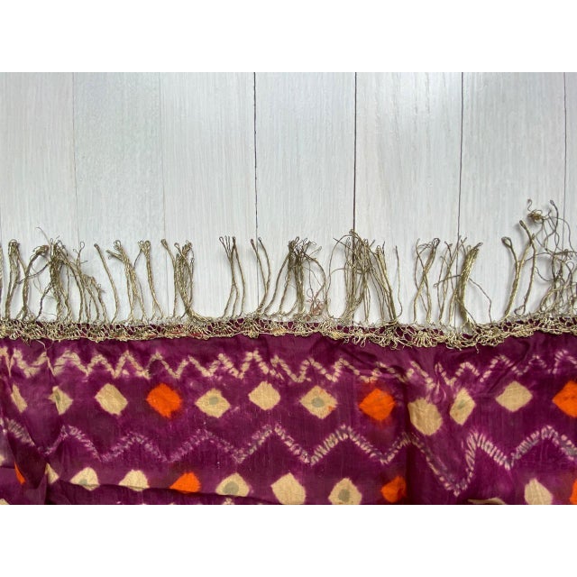 Antique Burnt Orange and Purple Silk Textile For Sale - Image 11 of 18
