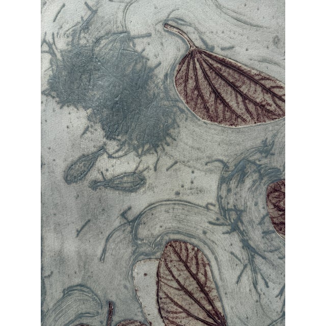 "Floating Leaves" Collograph by Laura Ames 1984 For Sale - Image 10 of 13