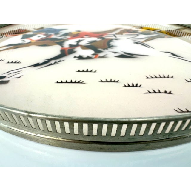 1960s Mid Century Equestrian Silverplate Tray For Sale - Image 5 of 9