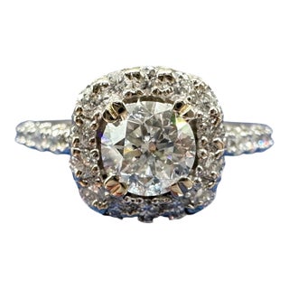 Appraised Natural Diamond Engagement Ring 14k White Gold 1.33ctw, Size 5.75 For Sale