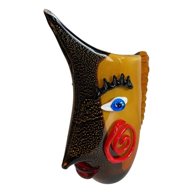 Murano Glass Fish Head Vase, 1980s For Sale