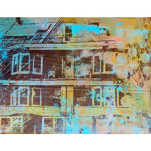 This is a one-of-a-kind print (monoprint) combining various medium. I have transferred my own photo taken in Laconia, New...