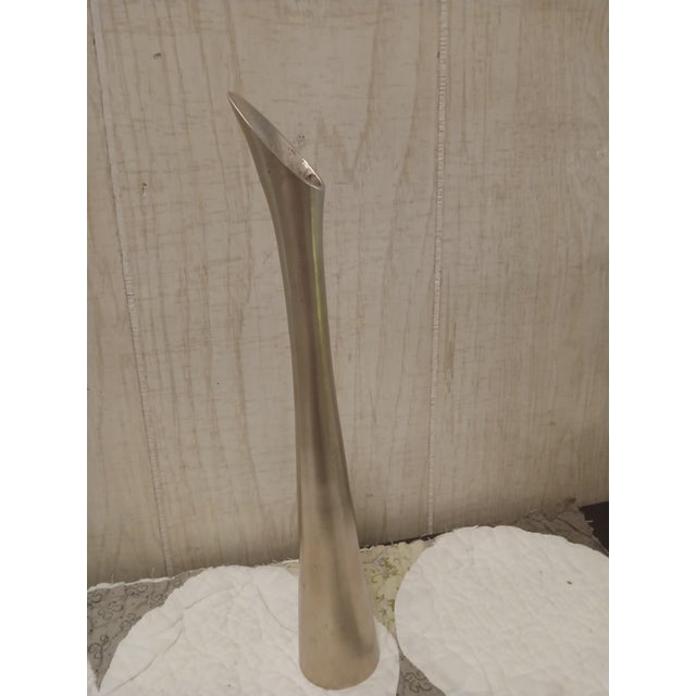 Vintage brass bud vase, from the 1960s, solid brass with a polished, gilded finish. Organic, slender, sculptural shape...
