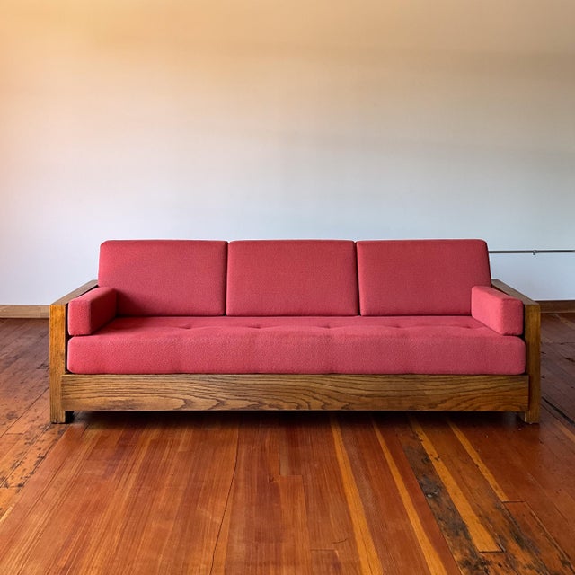 Mid-Century Modern Brutalist Howard Oak Sofa 1950s Usa For Sale - Image 3 of 12