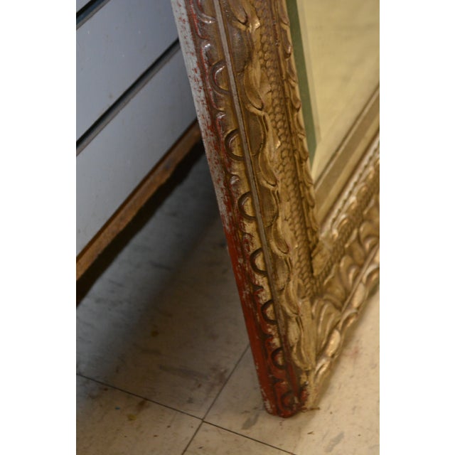 Ornate Plaster / Wood Silver W/ Gold Wash Rectangular Wall or Mantel Mirror For Sale - Image 10 of 18