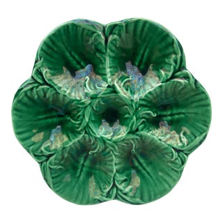 French Green Oyster Plate Luneville, Circa 1940 For Sale