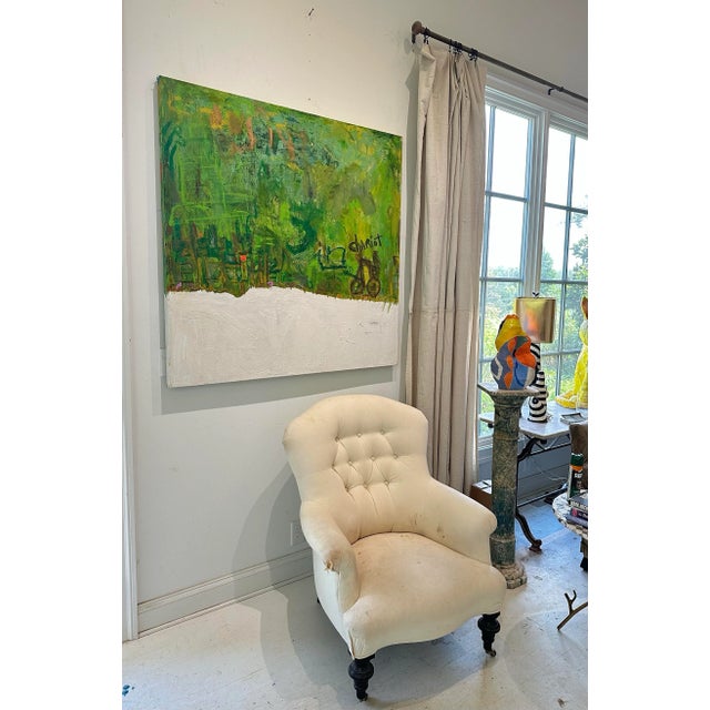 Vibrant Green Abstract Painting For Sale - Image 6 of 12