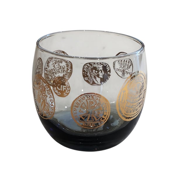 Mid-Century Modern Mid 20th Century Mid Century Modern Libbey Glass Roly Poly Roman Eight Glass Set With Carrier - Set of 9 For Sale - Image 3 of 7