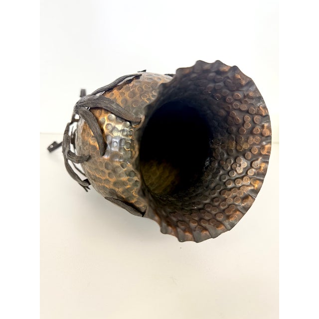 Black Copper Vase with Wrought Iron Snake and Leaves attributed to Alessandro Mazzucotelli, 1890s For Sale - Image 8 of 15