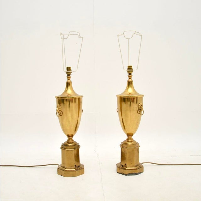 Neoclassical Brass Table Lamps, 1930s, Set of 2 For Sale - Image 3 of 12
