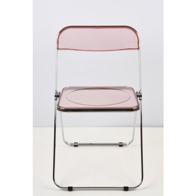Acrylic Glass Pink and Chrome Plia Chairs by Piretti for Castelli, Italy, 1970s, Set of 12 For Sale - Image 10 of 18